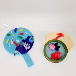 うちわと金魚鉢